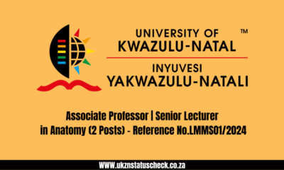 Associate Professor | Senior Lecturer in Anatomy (2 Posts) - Reference No.LMMS01/2024