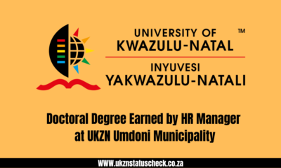 Doctoral Degree Earned by HR Manager at UKZN Umdoni Municipality