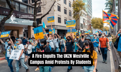 A Fire Engulfs The UKZN Westville Campus Amid Protests By Students